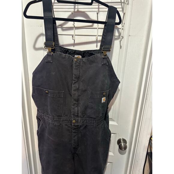 Vtg Carhartt Canvas Quilt Lined Double Knee Duck Overalls XXL USA Distressed - Picture 5 of 8
